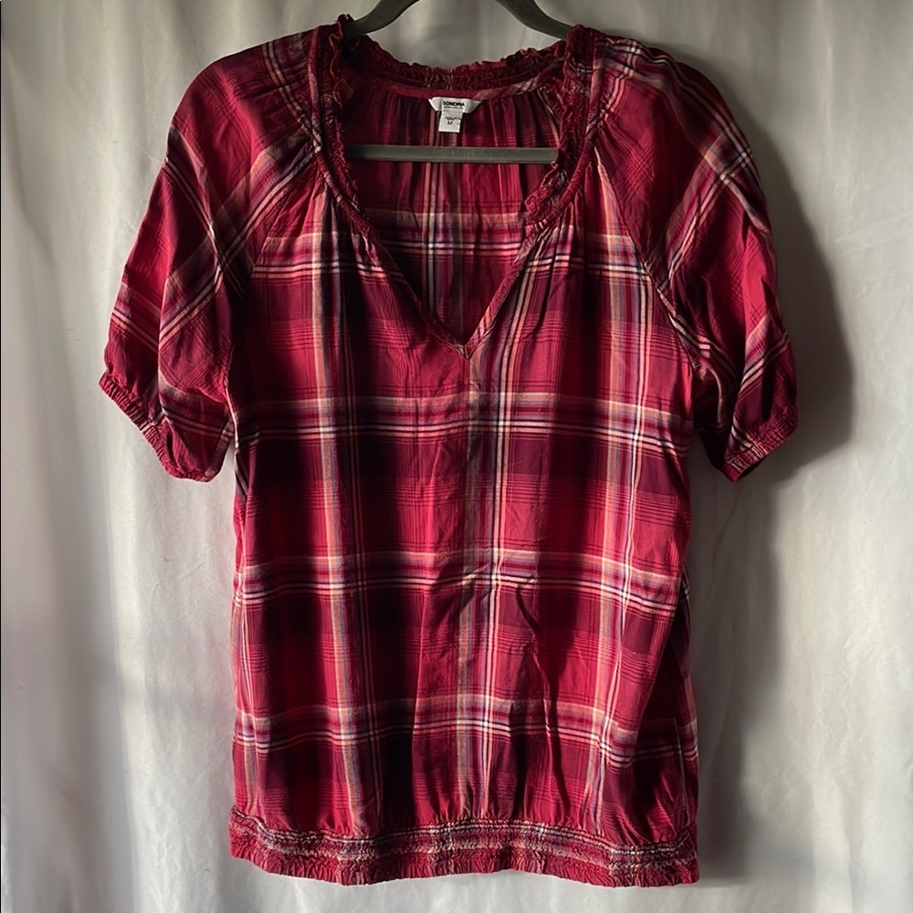 Plaid Red Women's Top